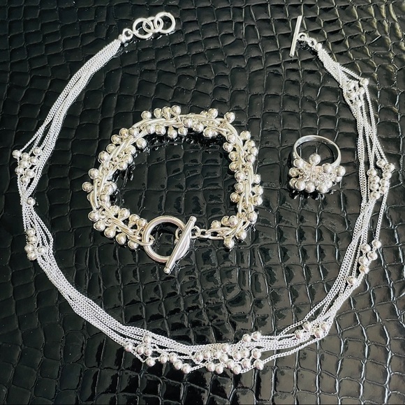 HEAVY Sterling Silver DNA Chain Link Ball Bead Toggle Clasp Bracelet - Picture 9 of 10